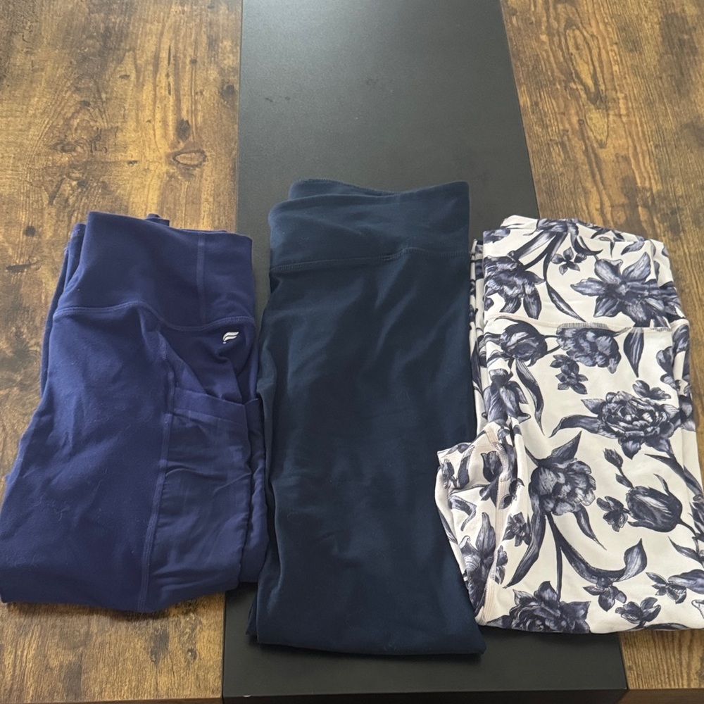 Fabletics shades of Blue 3 pack of Leggings.